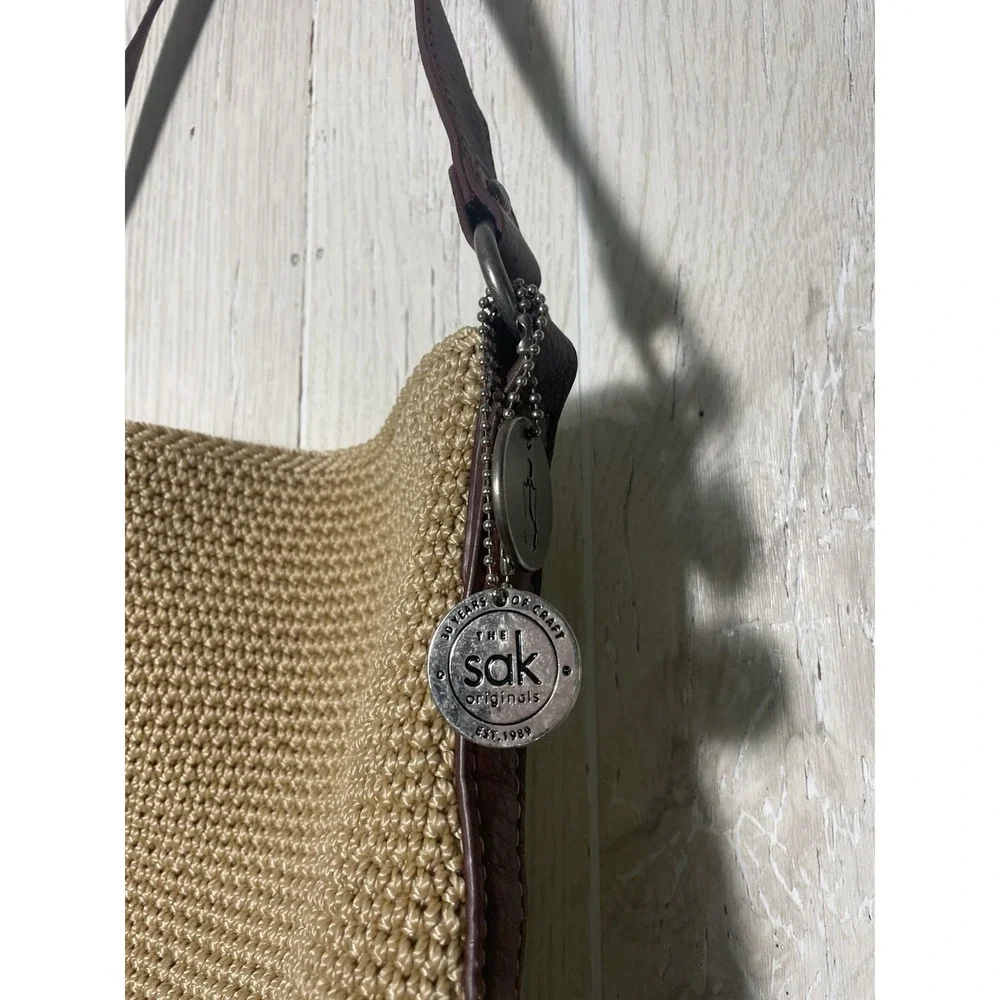 The Sak Crocheted Large Shoulder Bag Beige